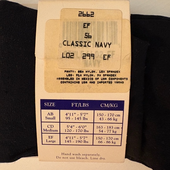 Hanes too Legwear Microfiber Opaque Control Top Tights sz EF NEW Navy - Picture 4 of 4